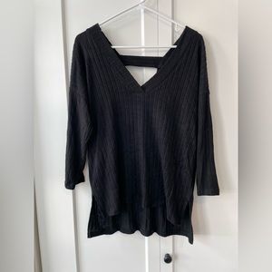 Soft black ribbed shirt with open back